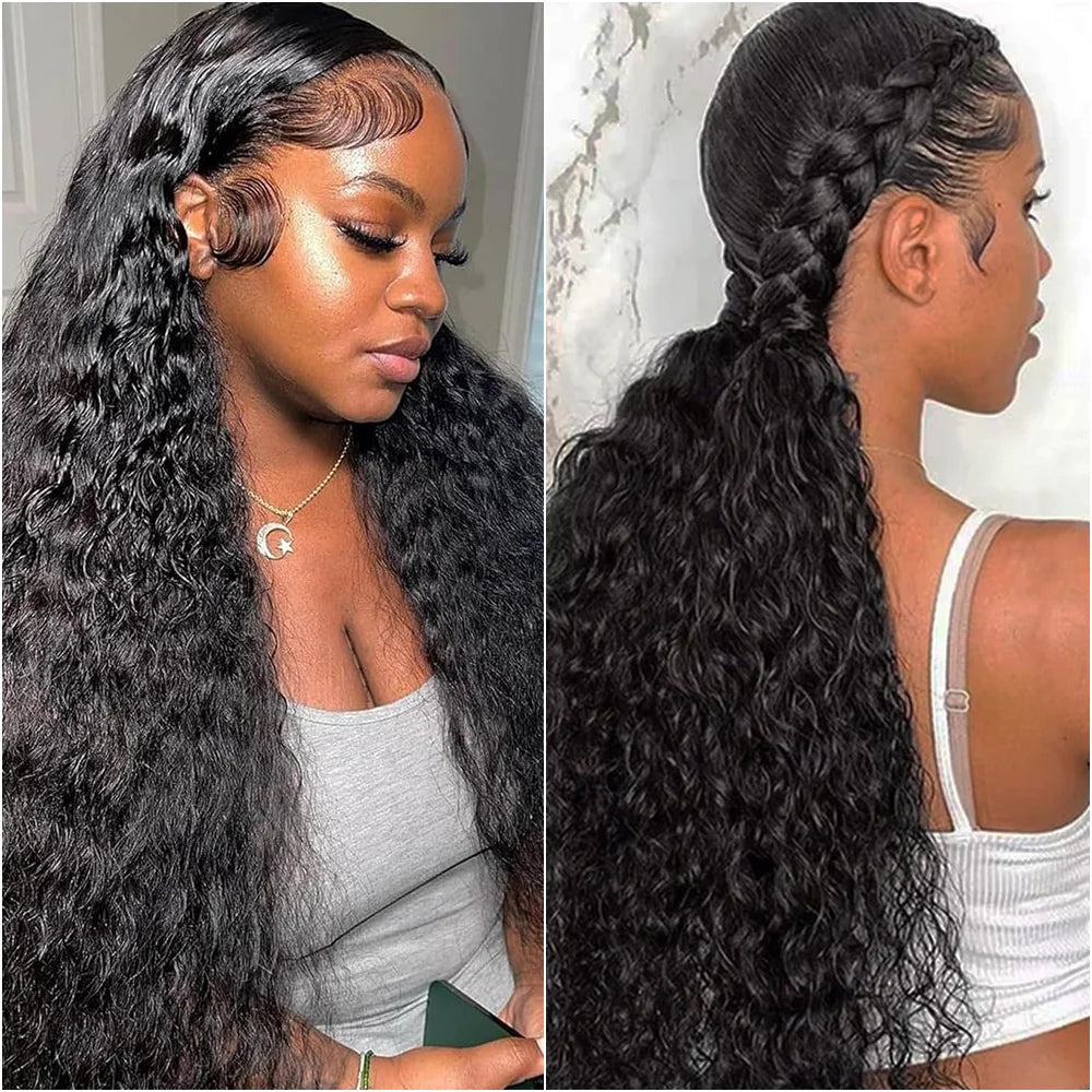 30 36 Inches 5x5 13x6 HD Pre Plucked Brazilian Deep Wave Lace Frontal Wigs