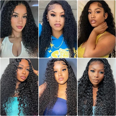 200 Density Frontal Lace Human Hair Curly Wigs
