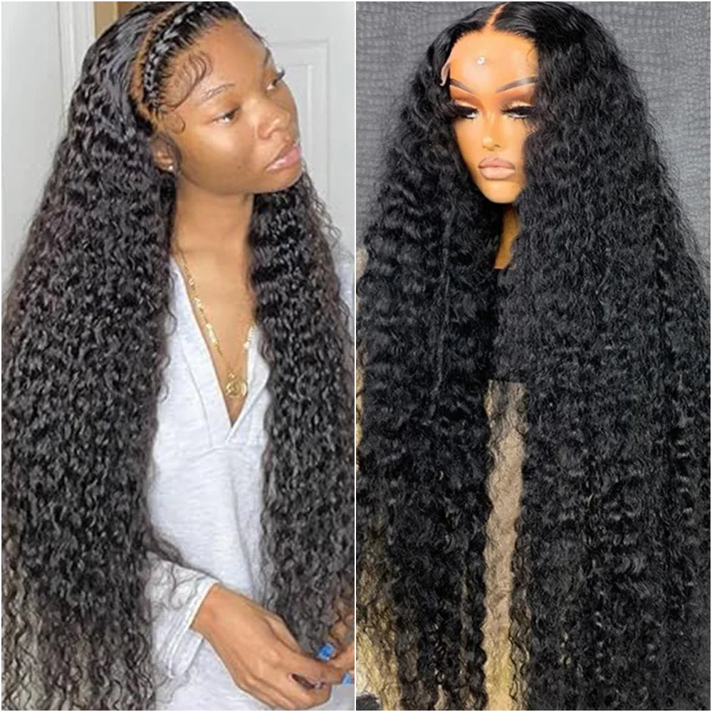Deep Wave Frontal 13x6 HD Lace Curly Human Hair Wig
