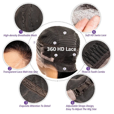 Realy Human Hair 30 38 Inches Brazilian 360 Transparent Lace Front Human Hair Wigs