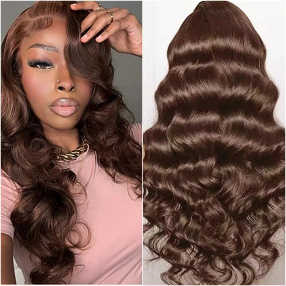 Body Wave Brazilian Colored 30 Inch 13x6 Brown Lace Frontal Wigs