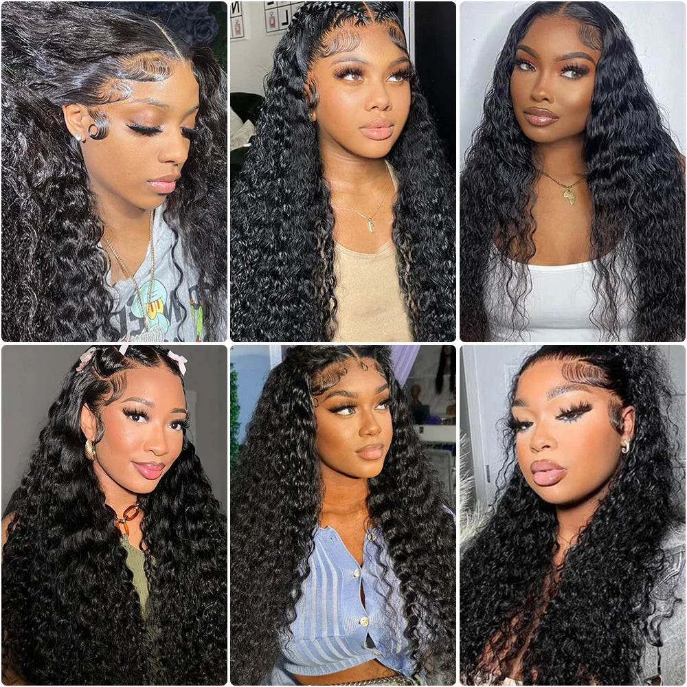 Transparent Lace Front Human Hair Deep Wave Wig