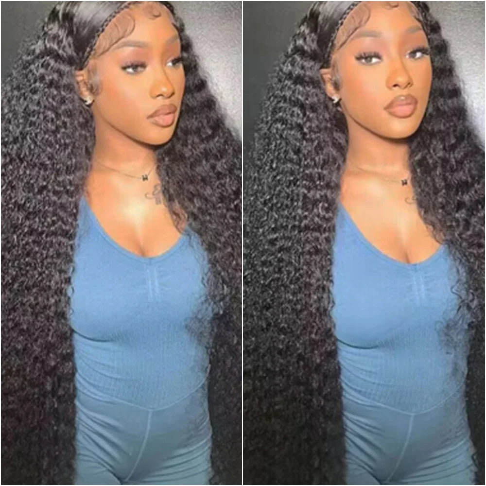 Transparent Lace Front Human Hair Deep Wave Wig