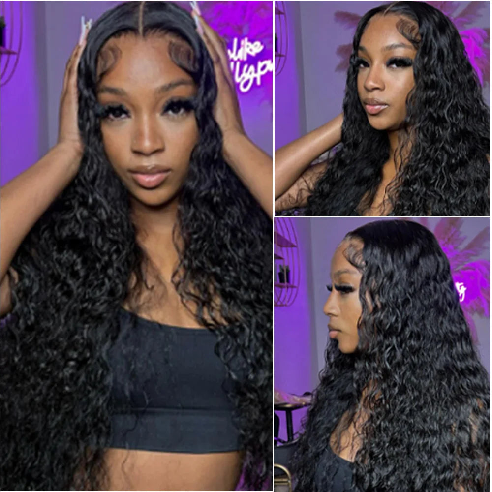 Deep Wave Frontal 13x6 HD Lace Curly Human Hair Wig