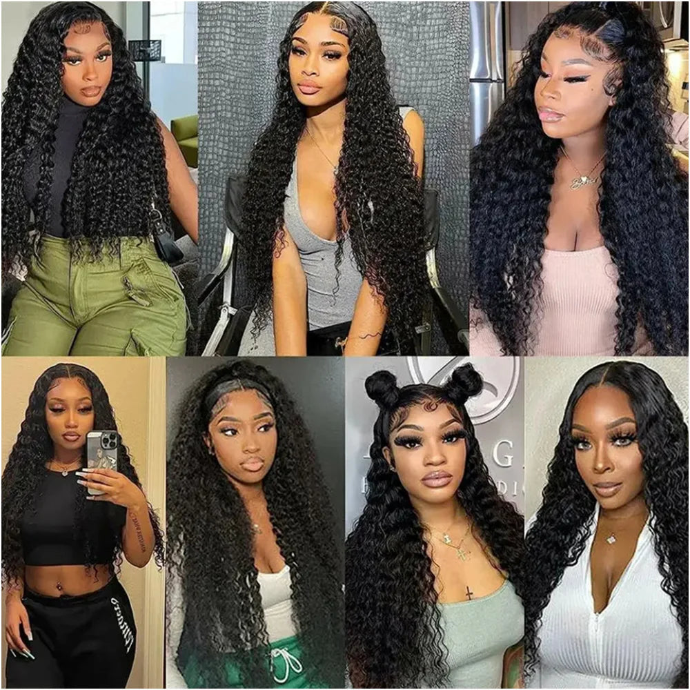 30 36 Inches 5x5 13x6 HD Pre Plucked Brazilian Deep Wave Lace Frontal Wigs