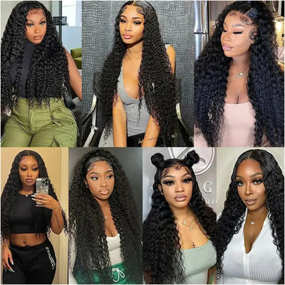 30 36 Inches 5x5 13x6 HD Pre Plucked Brazilian Deep Wave Lace Frontal Wigs