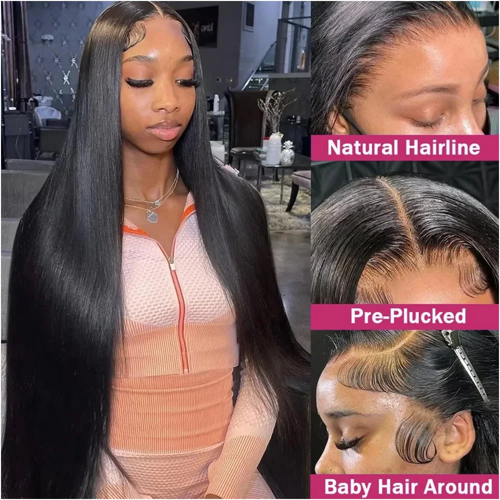 5x5 Glueless 13x6 HD Transparent Bone Straight Lace Frontal Wig