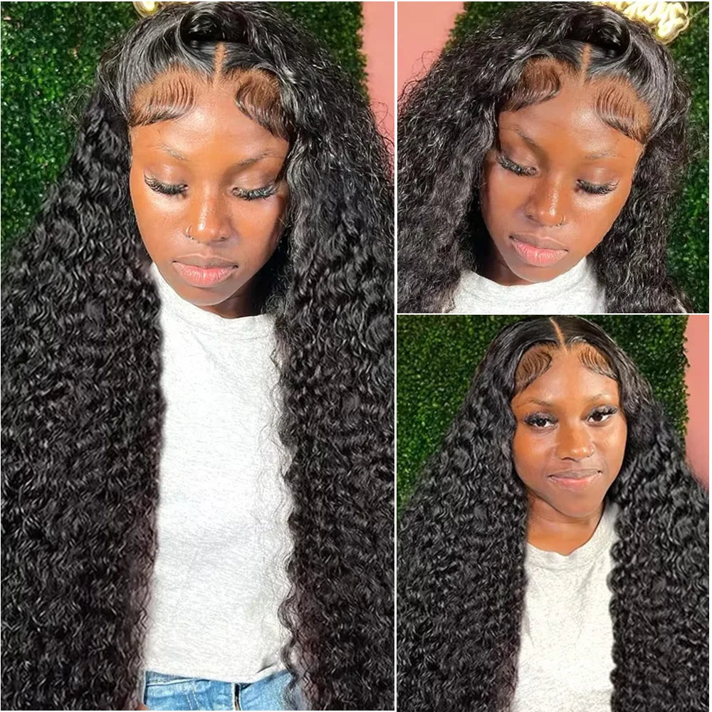 200 Density 32 38 Inch Deep Wave 13x6 HD Lace Front Human Hair Wig