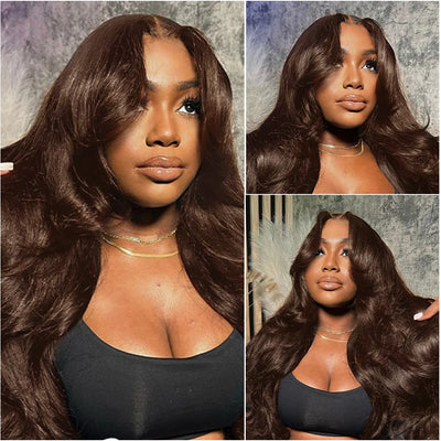 30 40 Inch Body Wave Chocolate Brown 13x4 Lace Front Wig