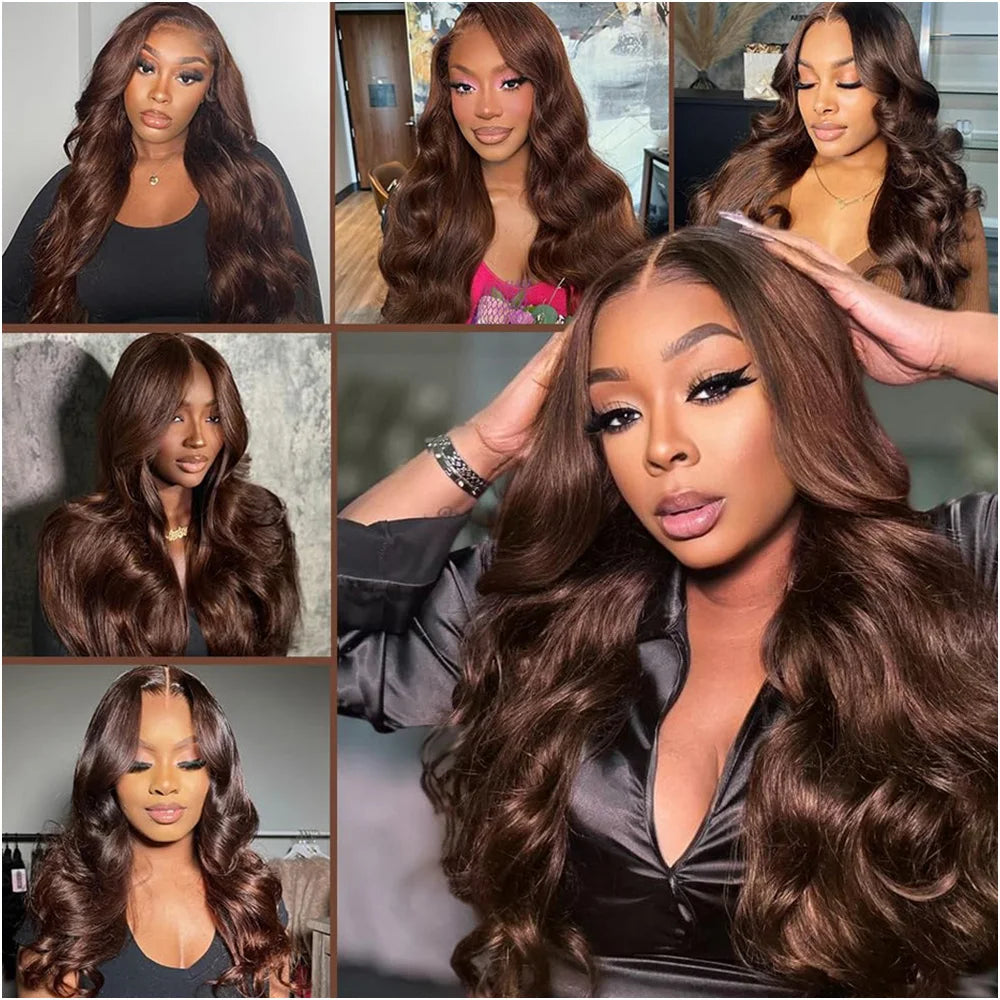 Body Wave Brazilian Colored 30 Inch 13x6 Brown Lace Frontal Wigs