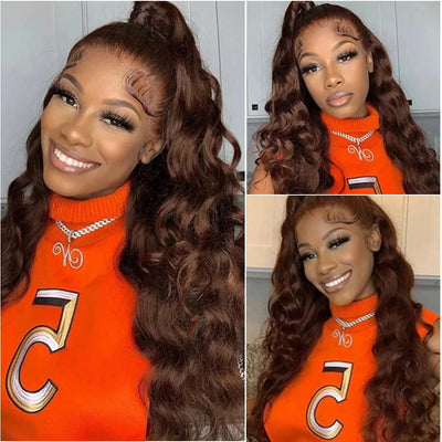 Body Wave Brazilian Colored 30 Inch 13x6 Brown Lace Frontal Wigs