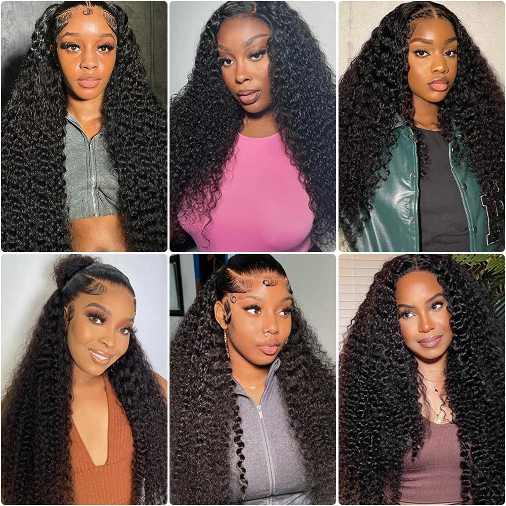 Deep Wave Frontal 13x6 HD Lace Curly Human Hair Wig