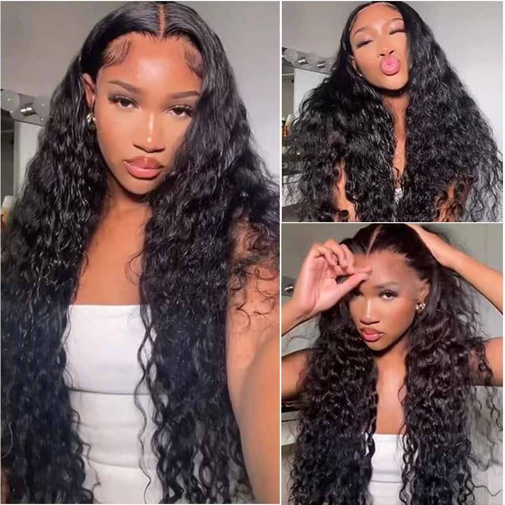 30 36 Inches 5x5 13x6 HD Pre Plucked Brazilian Deep Wave Lace Frontal Wigs