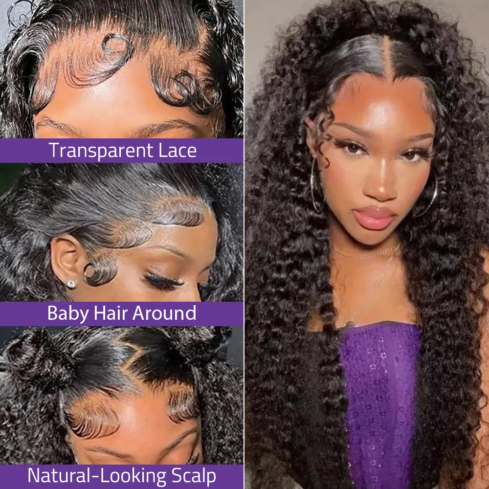 30 36 Inches 5x5 13x6 HD Pre Plucked Brazilian Deep Wave Lace Frontal Wigs