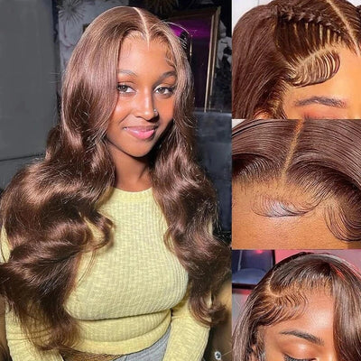 30 40 Inch Body Wave Chocolate Brown 13x4 Lace Front Wig