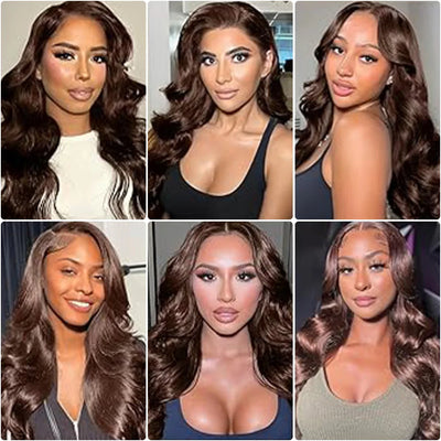 30 40 Inch Body Wave Chocolate Brown 13x4 Lace Front Wig